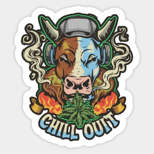 Chill Out: Hip Hop Bull Art Piece Sticker